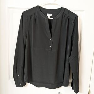 J. Crew Factory Black Popover Placket Blouse size XS